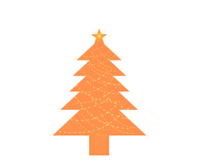 Obraz premium A vibrant orange Christmas tree with a star on top
