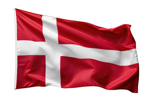 Denmark flag waving smoothly, national symbol of scandinavian identity and patriotism, transparent background