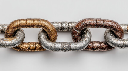 Fototapeta premium A close-up of a chain link with metallic colors