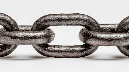 Obraz premium A close-up view of a heavy metal chain on a white background