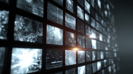 Fototapeta premium Open Knowledge System Visualized as an Expanding Grid of Panels With Soft Glow and Clean Design Taken With 70mm Lens and F2.8 Aperture
