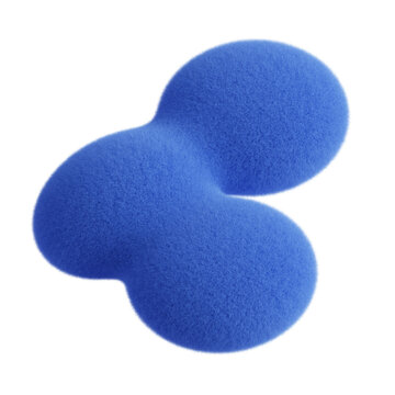 Blue fuzzy organic 3d shape abstract soft texture form
