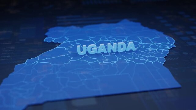 Uganda Map Futuristic Digital Background