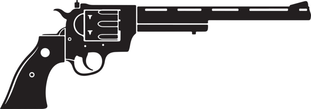 Revolver, black gun, handgun, weapon icon, vector pistol