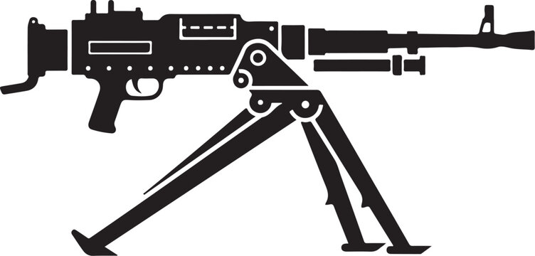 Rifle, machine gun, assault rifle, black, silhouette, vector, gun, firearm, military, weapon, illustration