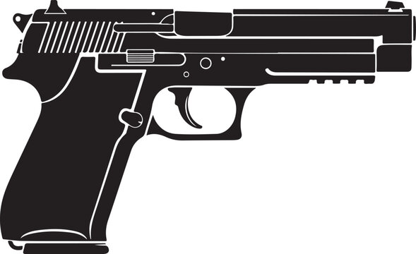 Handgun, pistol, black, vector, firearm, illustration, gun, sidearm, weapon
