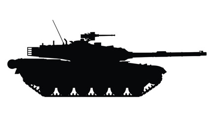 Detailed black silhouette of a modern military tank side view silhouette © sahidabegum