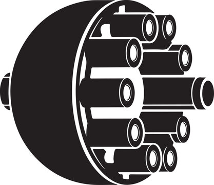 Black, monochrome cable reel, cord organizer, wire spool, vector