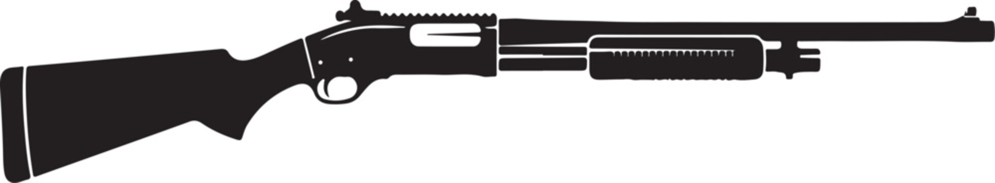 Black rifle, shotgun vector, firearm illustration, hunting gun