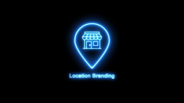 Digital Retail Brand Identity Neon Style with Shop Pointer shop finder map pin user interface electronic map.