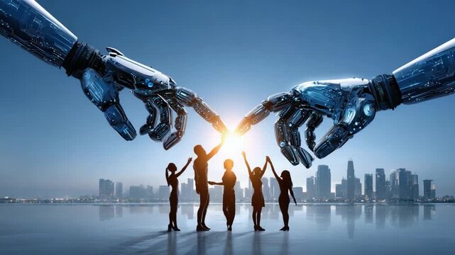 Humanity and Artificial intelligence: A symbolic representation of the synergy between humans and artificial intelligence.