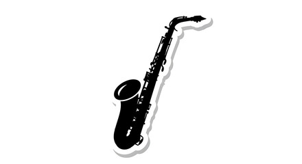 Naklejka premium Saxophone musical instrument silhouette with shadow isolated on white background transparent background