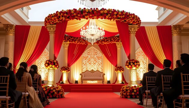 Bollywood red carpet indian wedding stage decoration