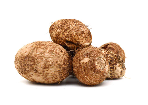 Closeup of taro on white background