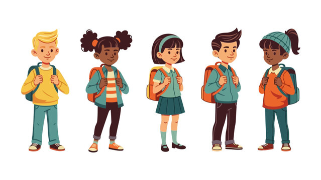 Diverse Group of School children: A vibrant ensemble of school children stand shoulder-to-shoulder, each ready to embark on a journey of knowledge and discovery.