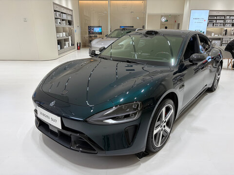 Xiaomi SU7 2026 Display Car in Store, Chinese Futuristic Electric Sedan Showcase, Xiaomi Store Wenzhou Zhejiang China, March 28th 2026.