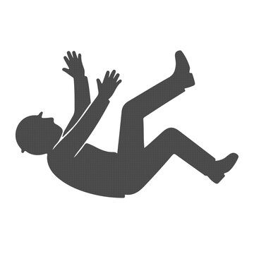 Falling Person Silhouette Icon, Accident Risk Warning Symbol, Minimal Flat Design Isolated on Transparent Background PNG Transparent Background