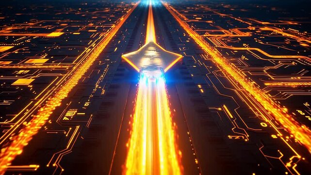 Futuristic circuit board with glowing pathways