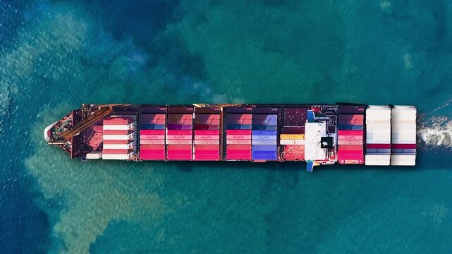 Container ship navigating busy trade routes with vibrant cargo containers during peak shipping season