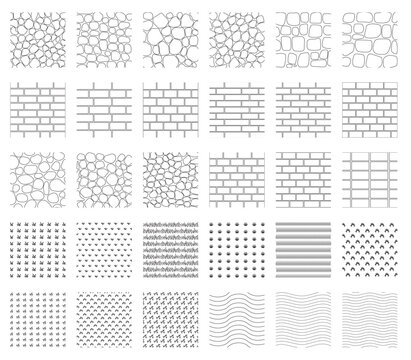 Landscape Architecture CAD Hatch Pattern Set Grass Water Stone Wall Texture Elements Collection