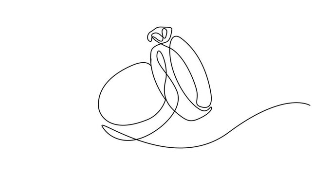 Animated self drawing of continuous one line drawing Elegant solitaire diamond engagement ring. Full length one line animation