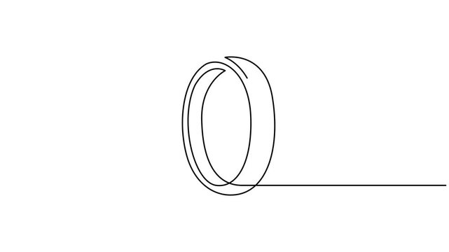 Animated self drawing of continuous one line drawing Elegant solitaire diamond engagement ring. Full length one line animation