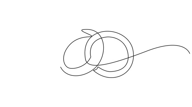 Animated self drawing of continuous one line drawing Elegant solitaire diamond engagement ring. Full length one line animation