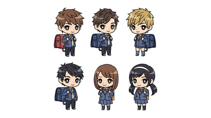 Schoolchildren in Uniform: A charming collection of schoolchildren, each in their school uniform, stands ready for the day ahead, full of youthful energy.  © MahfujaSultana