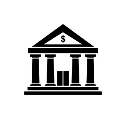 Fototapeta premium Neoclassical Temple with Dollar Sign and Bar Chart Icon