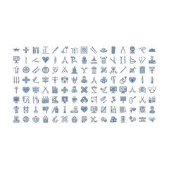Fototapeta premium Set of blue minimalist icons for web development and user interface design