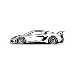 Fototapeta premium Aggressive sports car vector illustration with line art with black and white