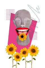 Composite trend artwork 3D sketch image photo collage of fragment woman lips mouth red lipstick...