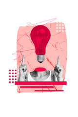 Sketch design trend artwork 3D photo collage of sign body language showing hand gesture finger up...