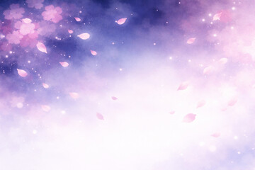 Fototapeta premium 夜桜をイメージした抽象水彩背景｜やさしい光とパープルグラデーションの幻想的デザイン 