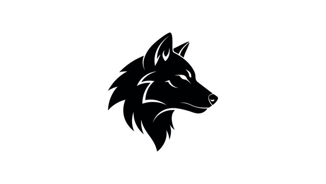 Black wolf head profile silhouette animal