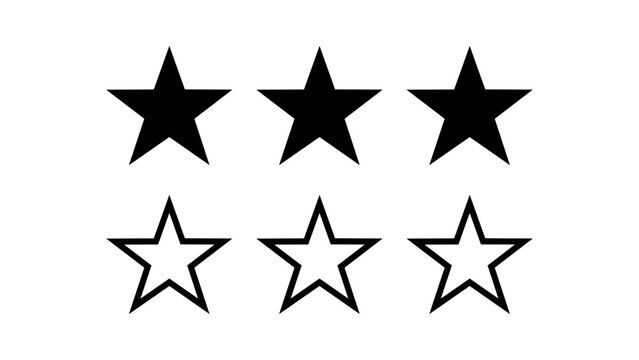 Three filled black stars and three outline stars