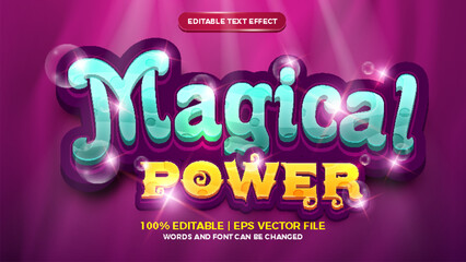 Obraz premium Editable text effect - magical power cartoon style 3d template