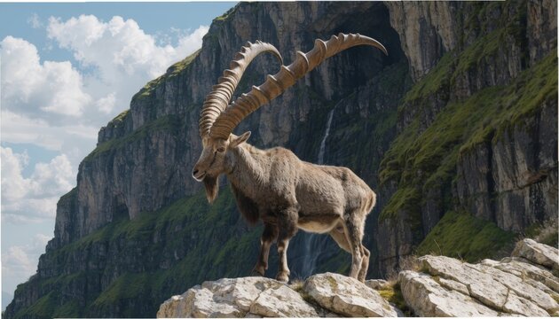 Markhor Wild Goat with Magnificent Spiraling Horns in Gigapixel Standard v2 4x