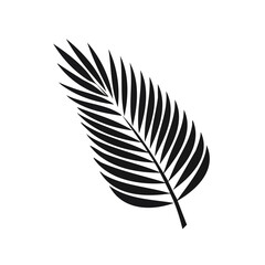 Fototapeta premium Stylized black palm frond silhouette isolated on white background graphic element