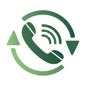 Incoming and outgoing phone call communication symbol with ringing waves and circular arrows