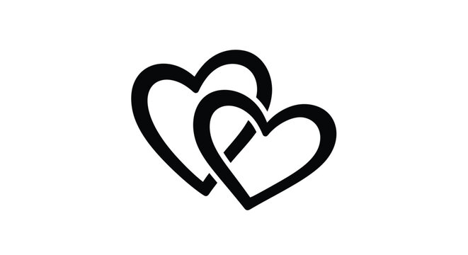 Two interlocking hearts forming a unified shape black silhouette