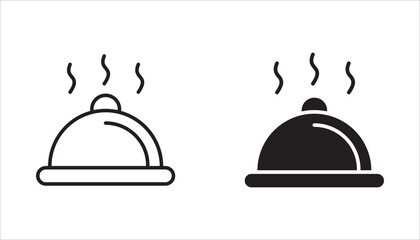 Fototapeta premium Black and white line art icon set depicting various foods, fast food, noodles, healthy options. Editable lines.