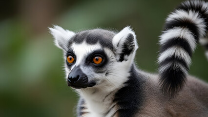 Fototapeta premium Curious ring-tailed lemur in natural habitat
