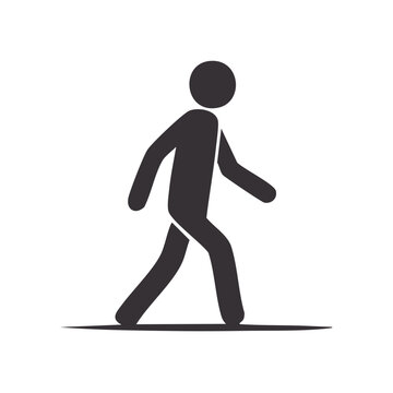 Silhouette of a person walking forward in a stylized flat icon design