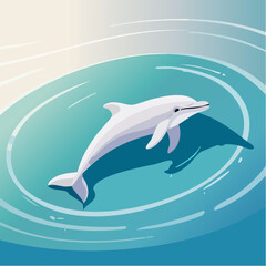 Obraz premium Dauphin nageant sous l’eau – illustration marine apaisante et vie océanique