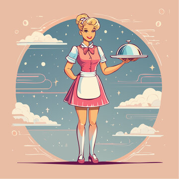Serveuse r&eacute;tro style diner am&eacute;ricain ann&eacute;es 50