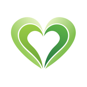 Interlocking green heart shapes with gradient fill suggesting health and growth