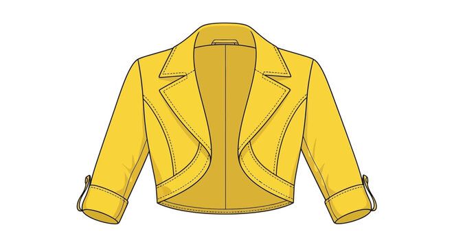 A yellow bolero jacket fashion illustration with a tailored design
