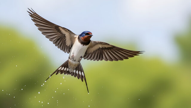 Swallow in flight