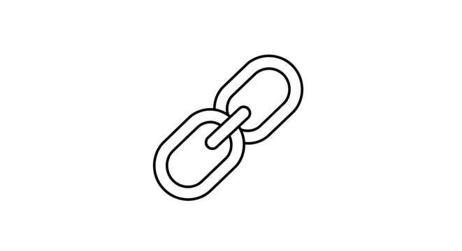 A simple line drawing of two linked metal chain links on a white background